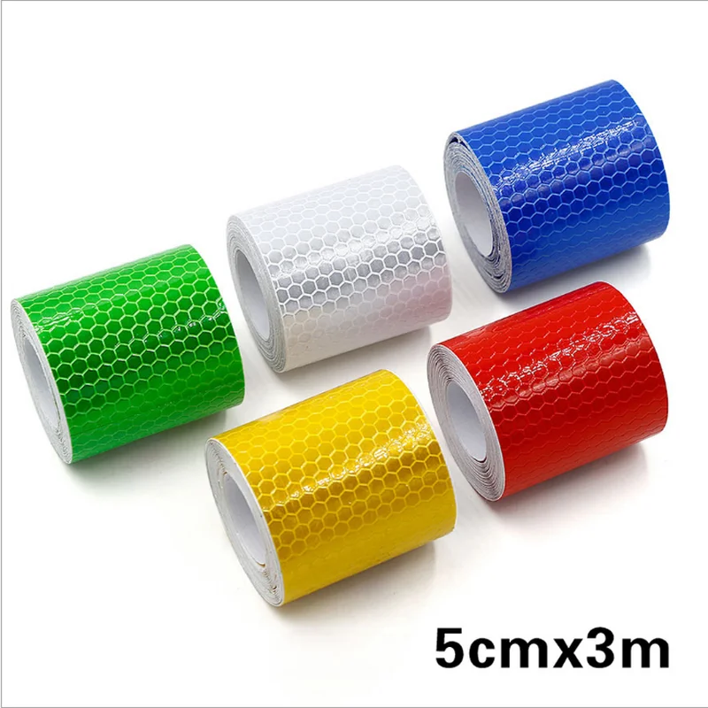 Pegatinas de cinta reflectante de marca de seguridad para coche, cinta de advertencia autoadhesiva, película de automóviles de 5cm x 3m, accesorios para bicicleta