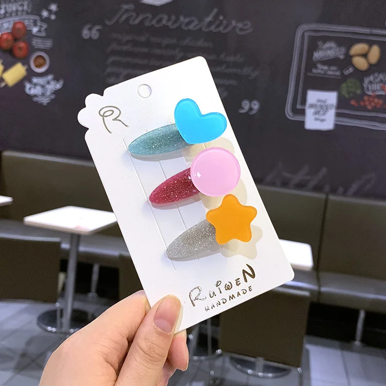 3 шт./набор милых конфетных цветов любовь пентаграмма звезда круглая заколка для