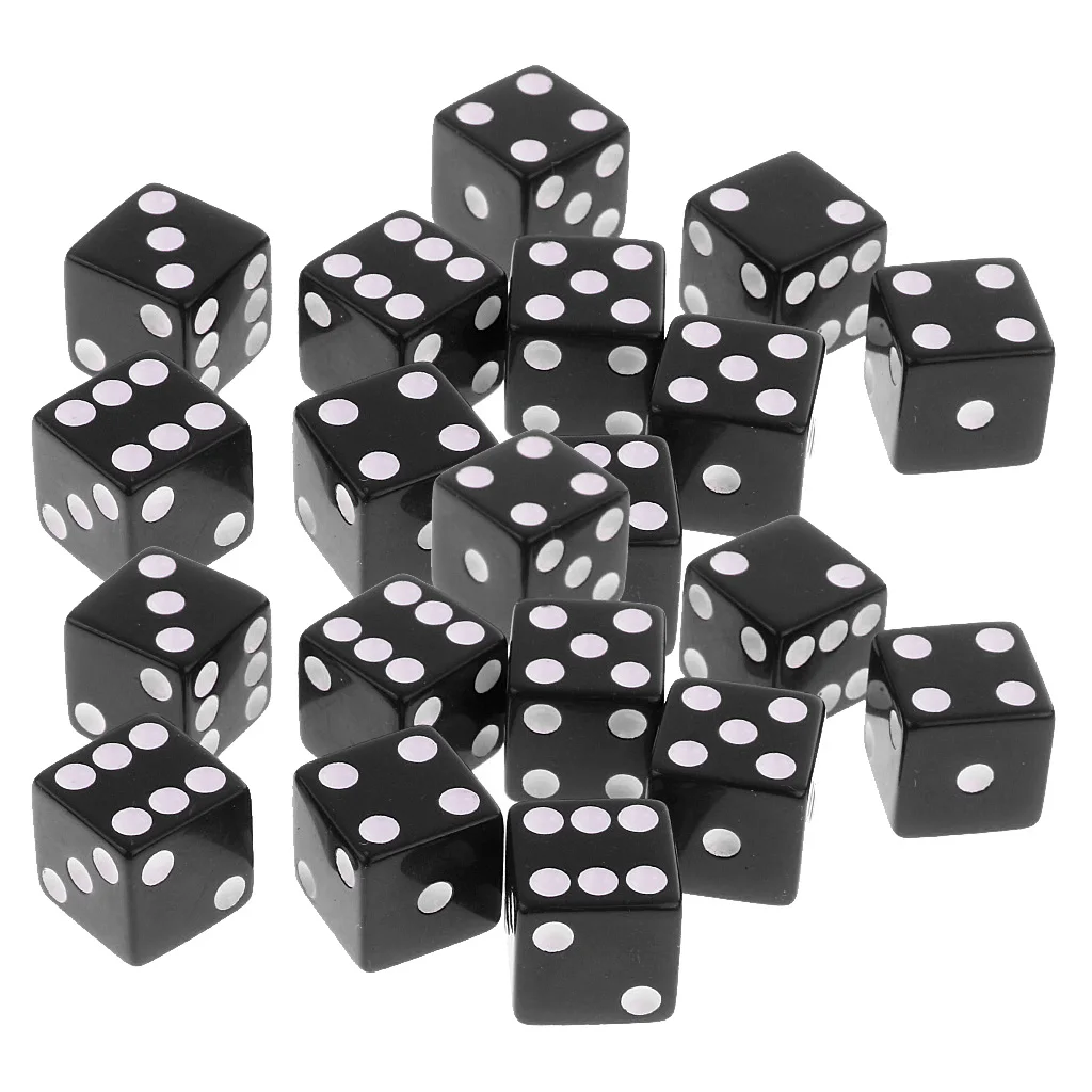 20x Six Sided D6 Digital Dice Party Gaming Dice for D&D RPG MTG Board Table Games Toy Black