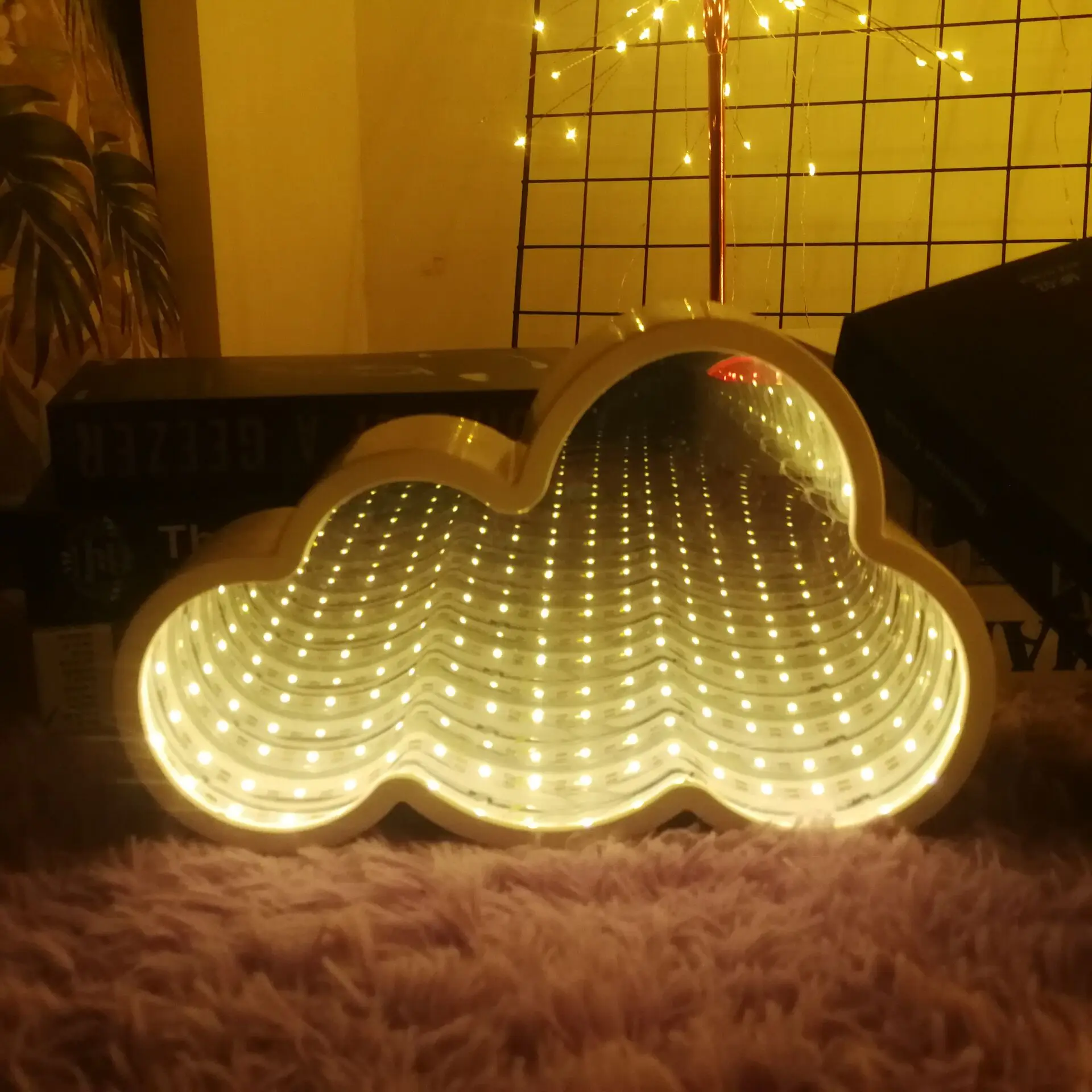 Cloud СВЕТОДИОДНЫЙ ночник в виде облака, рождественской елки, цветов, туннеля, зеркальная настольная лампа, Сказочная гирлянда, подарки для детей, свадебные, вечерние, для дома - Испускаемый цвет: Cloud