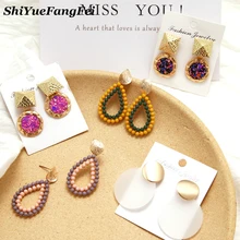 Модные серьги женские Boho ручной работы висячие серьги девушки цветок эффектные ювелирные изделия любовь подарок