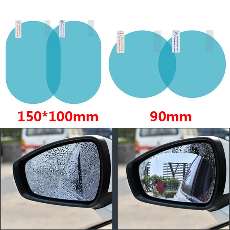 Película protectora del espejo retrovisor del coche Ventana antiniebla Transparente Espejo retrovisor a prueba de lluvia Película protectora Película suave Accesorios para automóviles-transparente