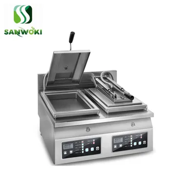 

pot sticker machine Fried Dumpling Machine double head Electric Frying Pan Full-automatic Steak buns Frying Machine