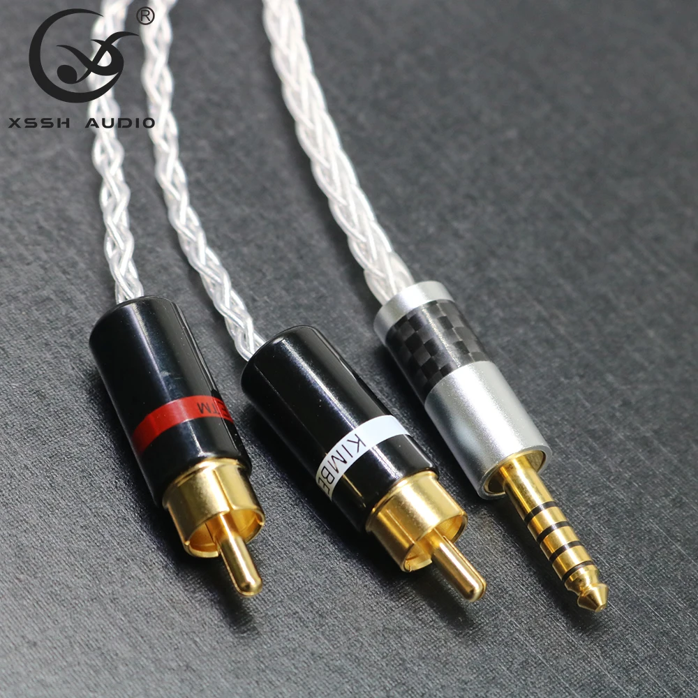 YIVO XSSH audio 4 4mm to 2 RCA 8 core Silver Plated pure copper Headphone Earphone Extension Cable Wire Cord