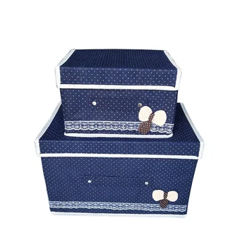 

Bow Decor Lidded Underwear Storage Box Folding Wardrobe Drawer Organizer for Tie Socks Clothes Bra Home Sundries Container Box