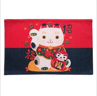30*40 см японский стиль Lucky Cat детская посуда с рисунком Pad хлопковые льняные квадратные Подставка под горячее Анти-Горячая Водонепроницаемая салфетка - Цвет: D