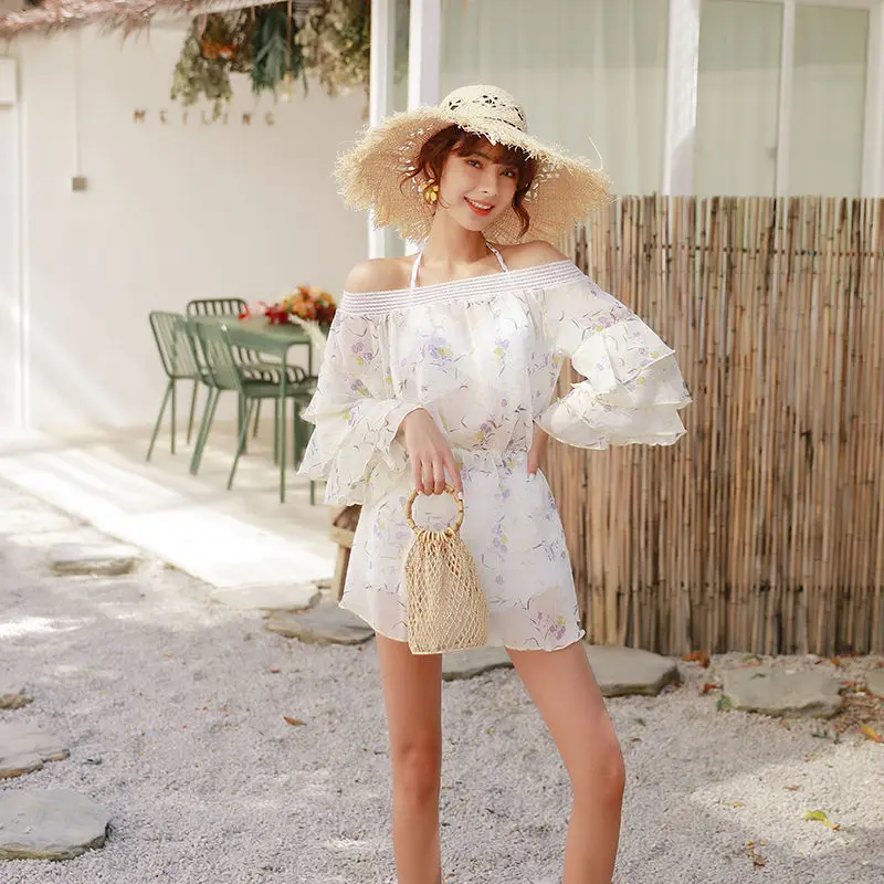 

New Style Chiffon Blouse Boxer Skirt Bikini Split Type Three-piece Set Bathing Suit