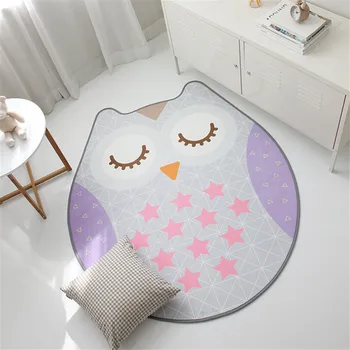

Cartoon Owl Irregular Shape Kids Rug Carpet Animal Oval Carpets Mat Washable Bedroom Thicken Play Rug Anti-slip Carpet Child