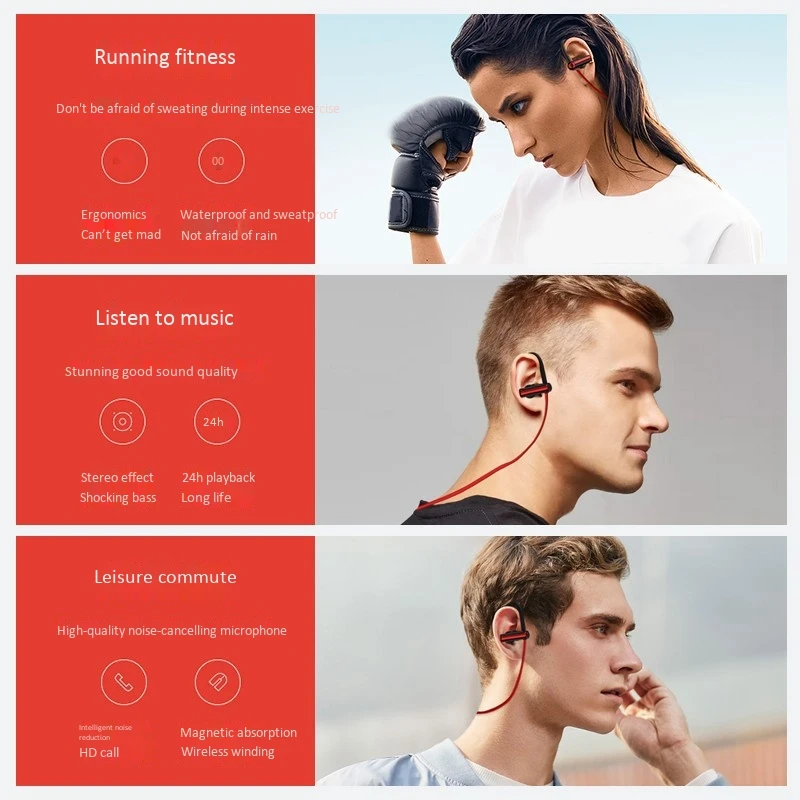 Bluetooth Headset Hanging Ear Waterproof Outdoor Running Stereo Phone Wireless In Ear Bluetooth Headset