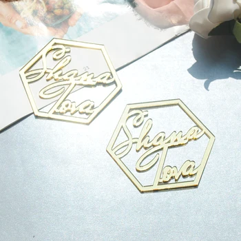 

2021 New Gold Mirror Acrylic Name Card Wedding Table Sign Customized Colorful Printing,Party,Birthday,Anniversary