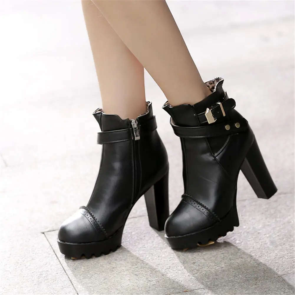 

SARAIRIS New Top Quality Retro wholesale Cool Belt Platform Shoes Women Party Ankle Boots Female High Heels Boots Woman Shoes