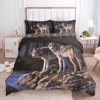 

ONGLYP Forest Wolves Bedding Set Duvet Cover with Pillow Case Single Twin Double Full Queen King Size Bedding Sets Quilt Cover