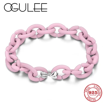 

Original 925 Silver Bead Bracelet Link Chain Rubber X Bangle Women Bead Charm Fashion Jewelry Gifts for GirlFriend