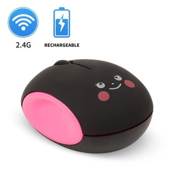 

Cute Smiling Wireless Mouse USB Optical Computer Mini Mouse With Rechargeable 1600 DPI Silent Mouse For Girl Laptop