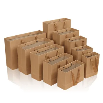 

10pcs Multi Size Kraft Paper Bags Food Tea Gift Bags Sandwich Bread Bags Party Wedding Christmas Supplies Wrapping Gift Bags