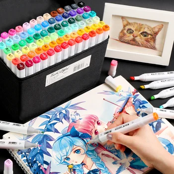 

Mark Pen Set Student Anime Painting Markers 30/40/60/80 Color Single Hand-painted Special Double-head Color Marker Art Supplies