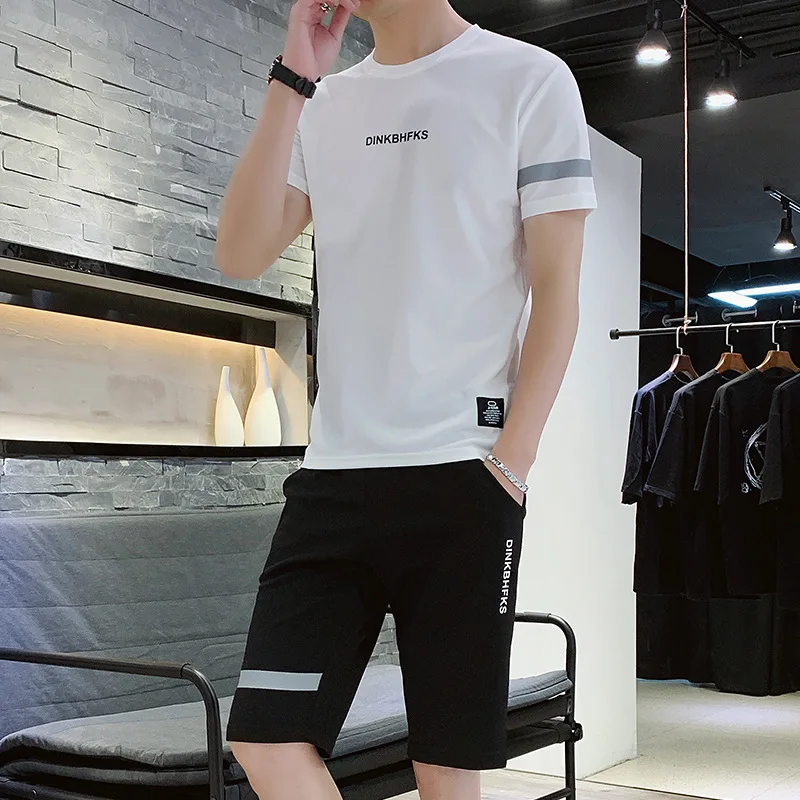 

MEN'S Wear Summer Breathable Men Sports Leisure Suit Men's Summer Teenager Fashion Shorts Short Sleeve T-shirt Two-Piece Set