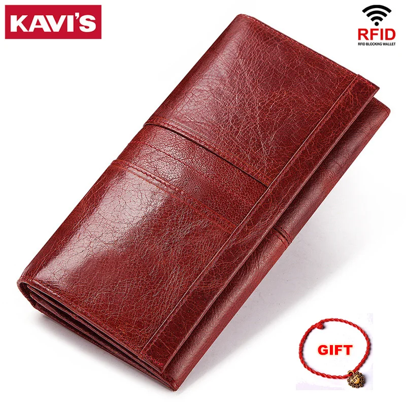 Women Clutch Wallet Card-Holder Coin-Purse Phone-Bag KAVIS Passport Handy Genuine-Leather