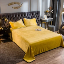 

1pcs Winter Soild Thick Milk Velvet Flat Bed Sheet Flannel Warm Soft Bed Cover Korean Edging Queen/King Size 180cmx230cm