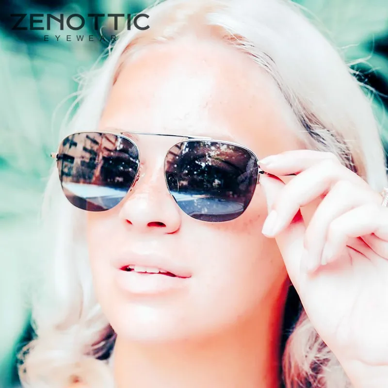 Женские солнцезащитные очки авиаторы ZENOTTIC брендовые Дизайнерские Большие