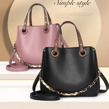 

Women Tote Bag Shoulder Leather Handbag Luxury Desinger Crossbody Bags For Women Casual Chain Bucket Messenger Bag Bolso Mujer