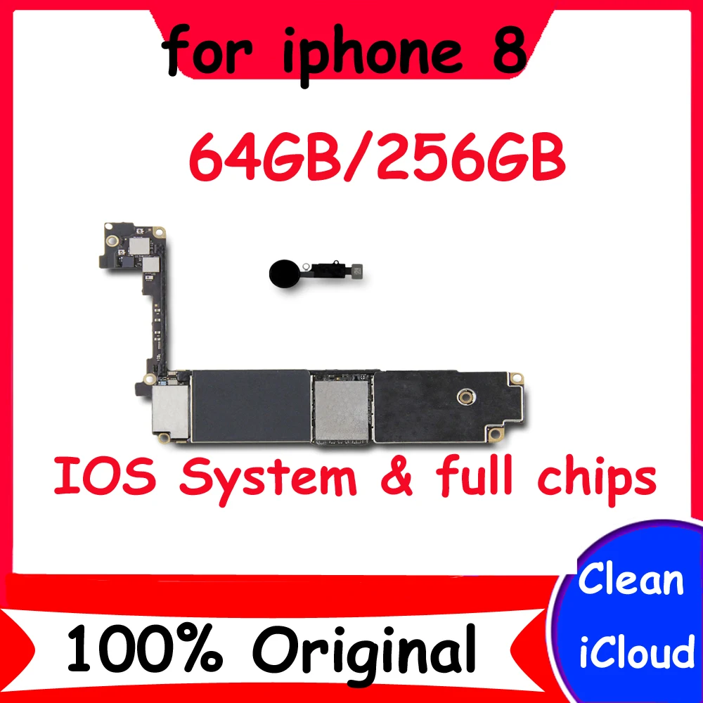 Original motherboard for iphone 8 4.7inch with / NO Touch ID 100% Unlocked mainboard IOS system 64GB 256GB circuits logic board | Мобильные