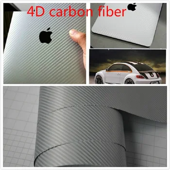 

Car Styling Silver 4D Carbon Fiber Vinyl Wrap Sheet Film Bubble Air Free Sticker Emblem Body Kit accessory