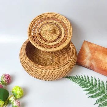 

Autumn Rattan Fruit Basket Living Room Home Bread Basket Pure Hand Storage Basket Hotel Creative Fruit Plate