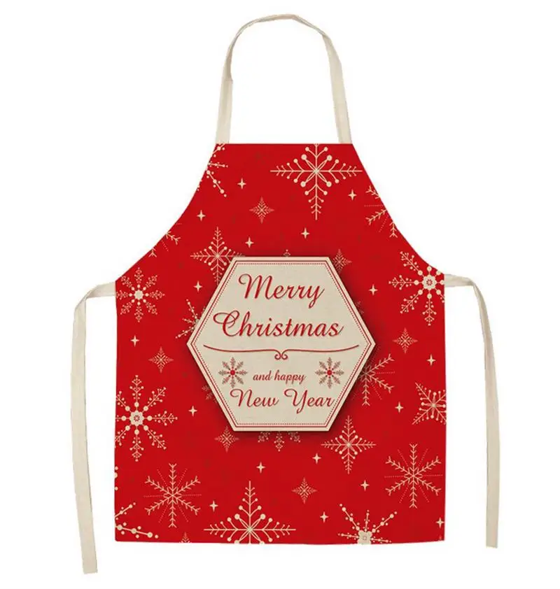 Christmas Hot Cotton Linen Apron Kitchen Christmas Creative Decoration New Year Gifts For Men&Women Kitchen Household Items 2021