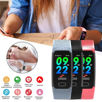 

Smart Bracelet 1.14" Touch Screen Music Control Health Tracker Message Reminder Smart Wristwatch Compatible For Android IOS