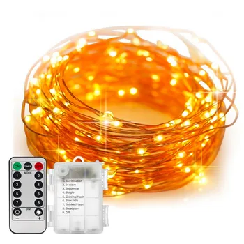 

Copper Wire Fairy Lights Battery Operated 10M 100 LED String Lights Remote Control Timer Twinkle String Firefly Lights 8 Modes