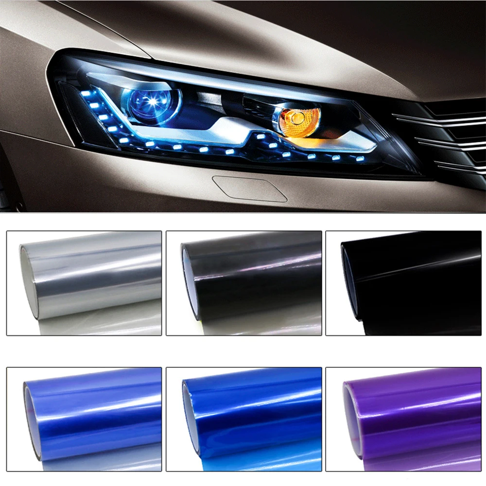 Envoltura de luz brillante para faros delanteros, lámina de película de vinilo, 13 colores, luz trasera antiniebla, pegatina decorativa para todo el coche y motocicleta