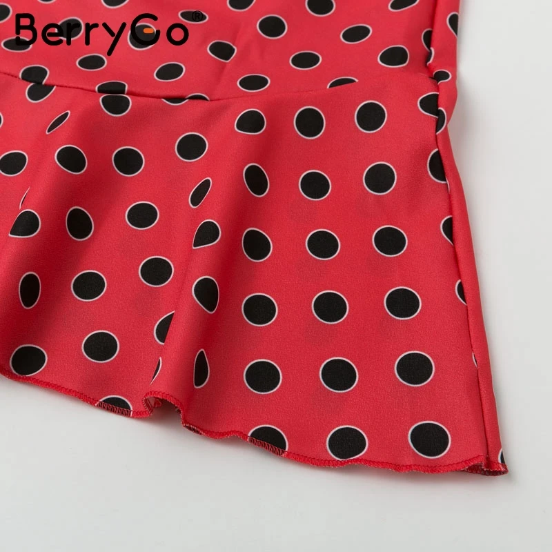 BerryGo сексуальное платье с открытыми плечами в горошек женское длинное платье с высокой талией облегающее осеннее платье с оборками вечерние Клубные тонкие женские платья