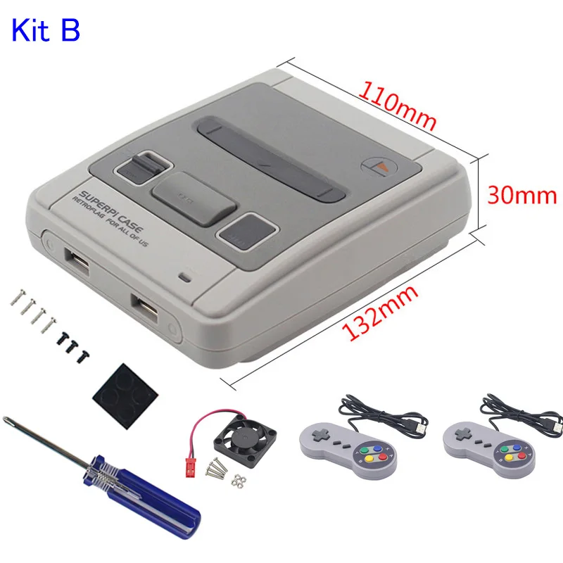 Retroflag SUPERPi CASE-J, безопасный перезапуск корпуса+ 2 геймпада+ 32 ГБ sd-карта+ HDMI+ 3A адаптер питания для Raspberry Pi 3 B