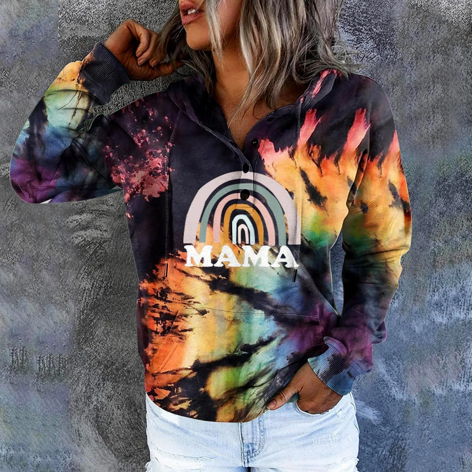 2021 Autumn Winter Womens Fashion Casual Tops Print Warm Hoodies Loose Solid Color Long Sleeve Sweatshirts Pullovers clothes 1
