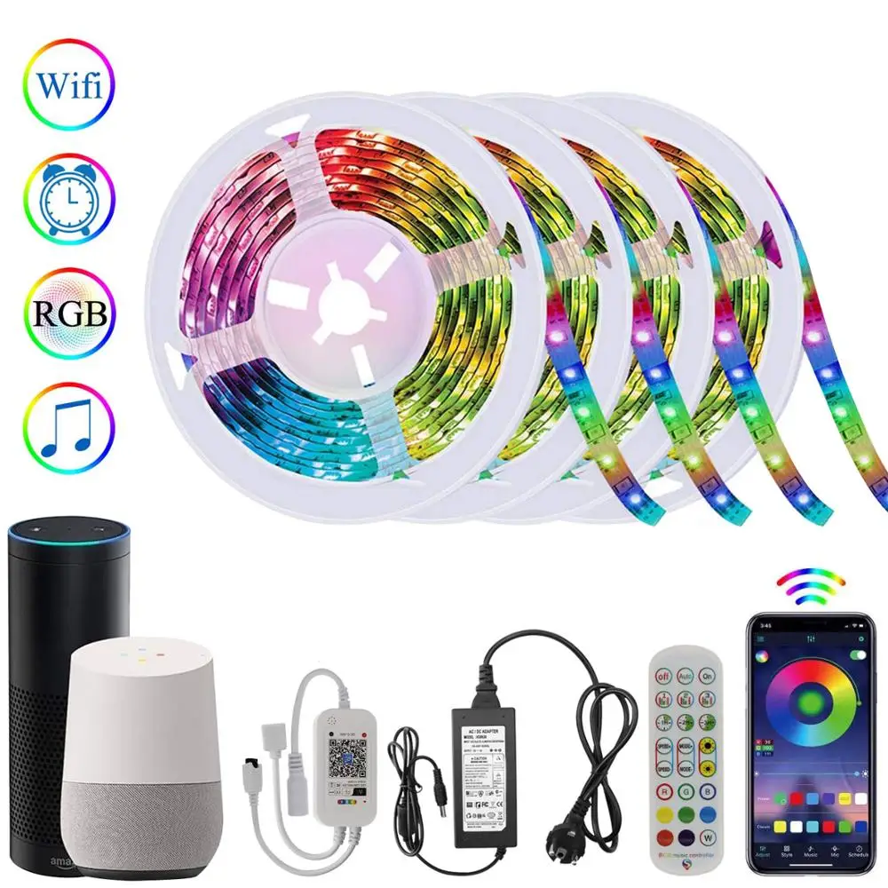 

2835 Neon Strip Rgb LED Lights Strips Waterproof Christmas Light Wifi Controller Diode Tape 12V LED Lights for Room Decoration