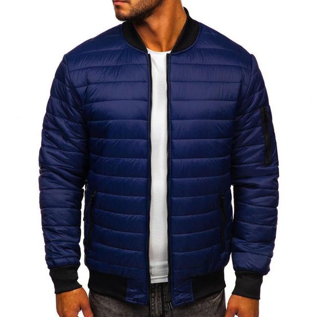 Men's Jacket For New Year 2022 Zip-up Lightweight Solid Color Padded Thick Warm Winter Jacket for Daily Wear