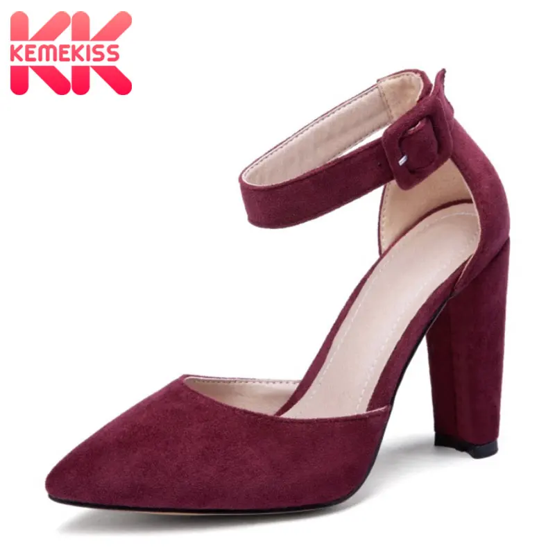 

KemeKiss Plus Size Size 34-46 Women Sandals Party Square Heel Women Shoes Beach Lady Buckle Strap Casual Summer Female Footwear