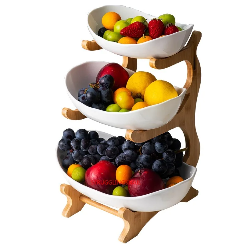 Living Room Home Three-layer Plastic Fruit Plate Snack Creative Modern Dried Basket Dish Candy | Дом и сад