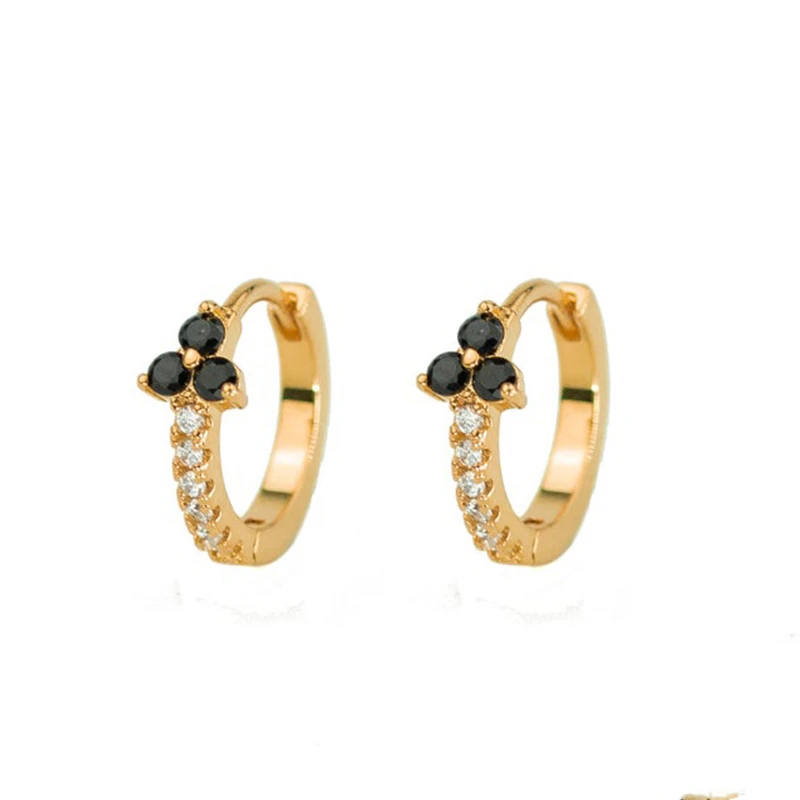 925 Small Cross Hoop Earrings For Women Black Zircon Hoop Earrings Piercing