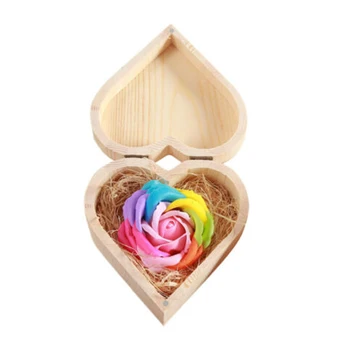 

Romantic Rose Soap Flower Petal Heart Wooden Box Bath Body Rose Flower Soap Handmade Valentine's Day Gift Wedding Decoration