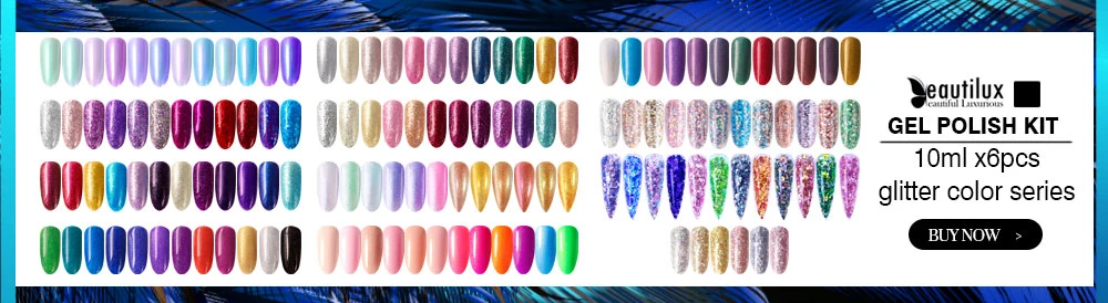 Beautilux Gel Nail Polish Lot Soak Off UV LED Semi Permanent Nails Gels Kit Lacquer Nail Art Design Varnish Wholesale Set of 6