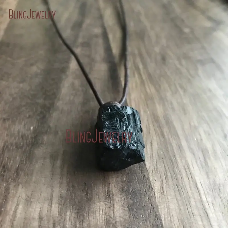 20190807-NM27813- Irregular Shapeblack Tourmaline Leather Necklace_4