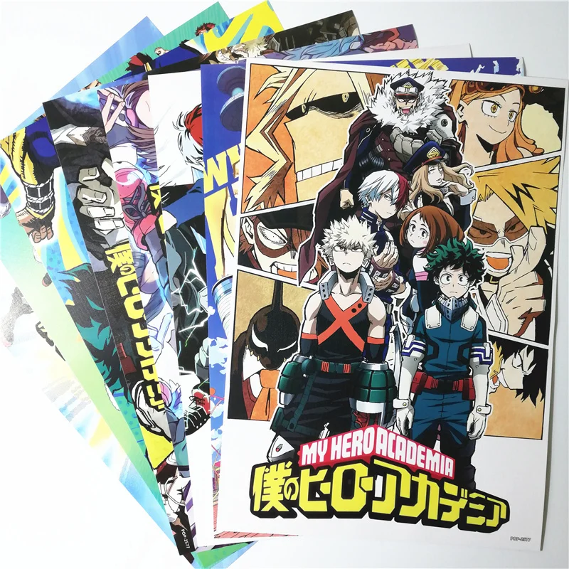 8*(42x29 см) My Hero Academy плакаты аниме плакаты настенные наклейки DEKU BAKUGO Shoto