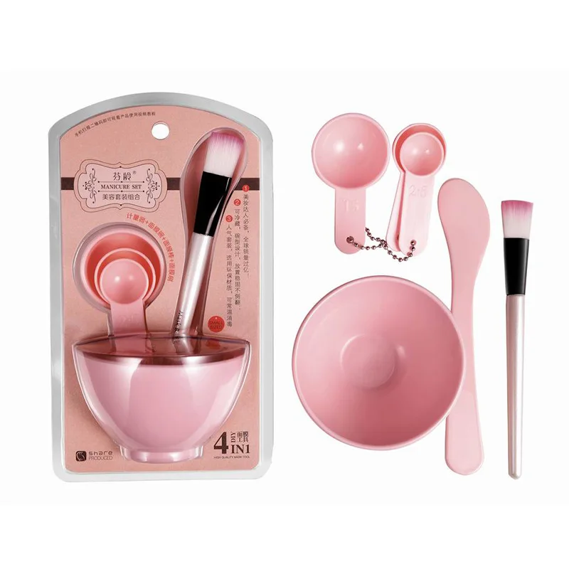 Women Beauty Set DIY Facial Mask Tool Face Mask Bowl+ Stir Stick + Mask Brush + Measuring Spoon Makeup Tool Kits Random Color Women Beauty Set DIY Facial Mask Tool Face Mask Bowl+ Stir Stick + Mask Brush + Measuring Spoon Makeup Tool Kits Random Color