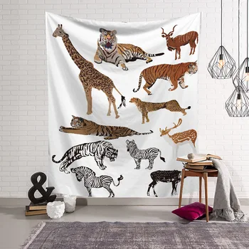 

Animal Tiger Dinosaur Children Cartoon Pattern Tapestry Abstract Painting Art Wall Hanging Livingroom Decor Crafts