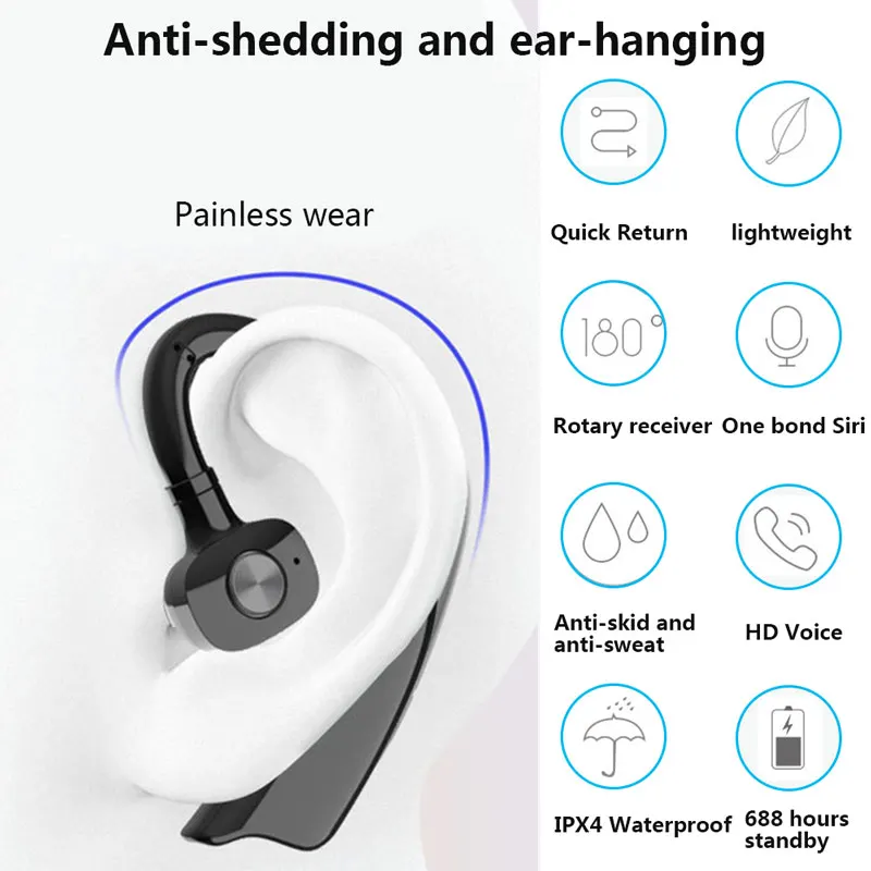 Bluetooth 5 0 Headset Earphone Hands free Headphone Mini Wireless Headsets Earbud Earpiece For iPhone xiaomi Huawei Samsung