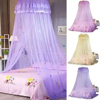 

Elegant Mosquito Net Round Lace Insect Dome Canopy Netting Curtain Bed Mosquito Net 3 Colors for 1.2-1.8m bed