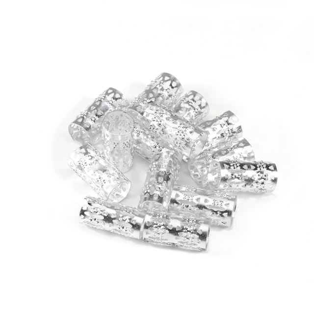 100pcs Gold/silver Color Metal Tube Hair Braid Dread Dreadlock Beads Adjustable Hair Braids Cuff Clip 7/9mm Hole Micro Ring Bead silver 7mm