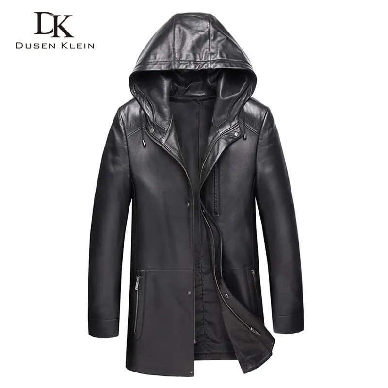 

Men Genuine Leather Jacket Hooded Leather Jackets 8XL Big Size Casual Real Sheepskin Jacket 9028